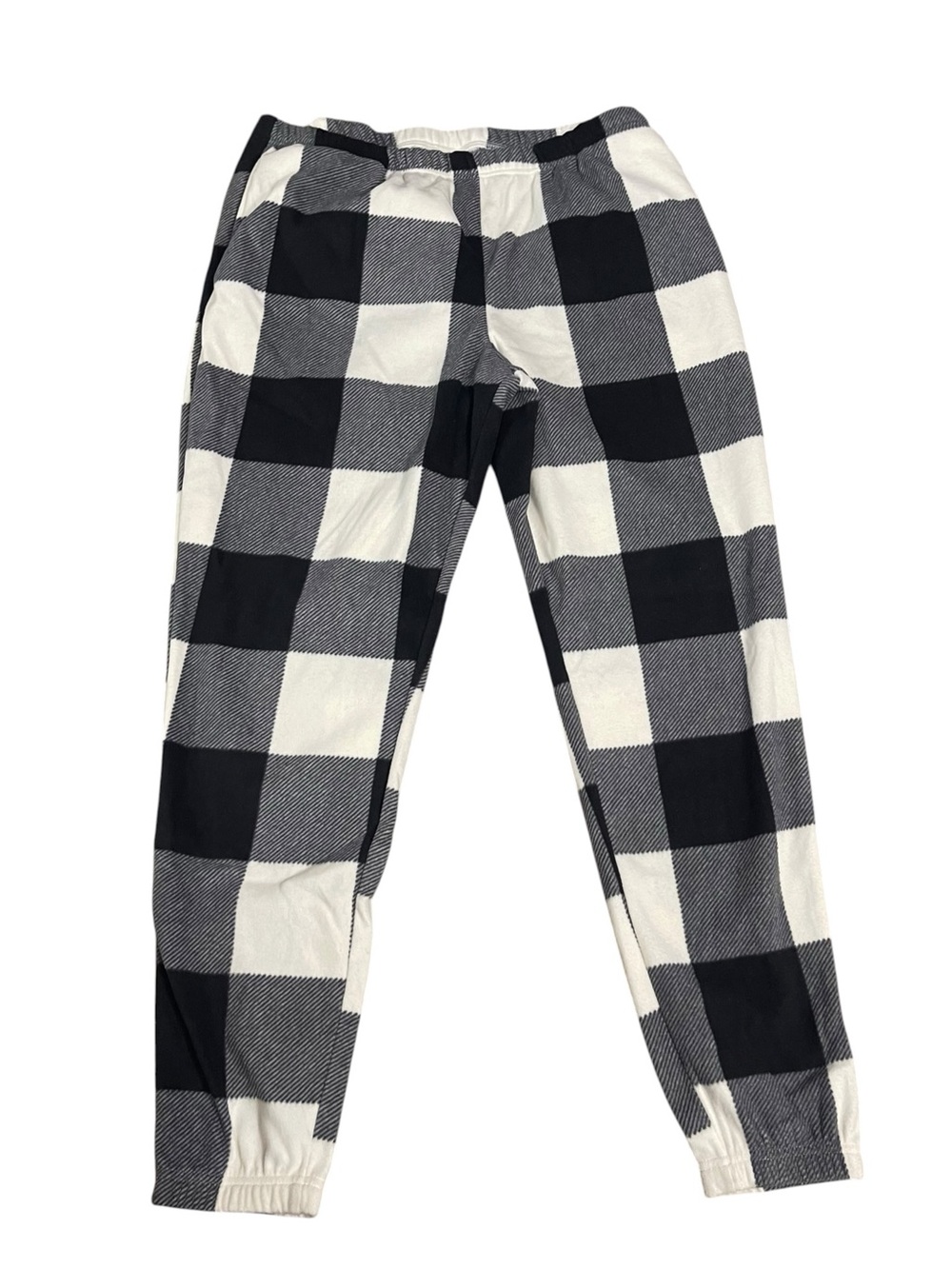 Old Navy Black and White Buffalo Plaid Microfleece Jogger Pajama Pants